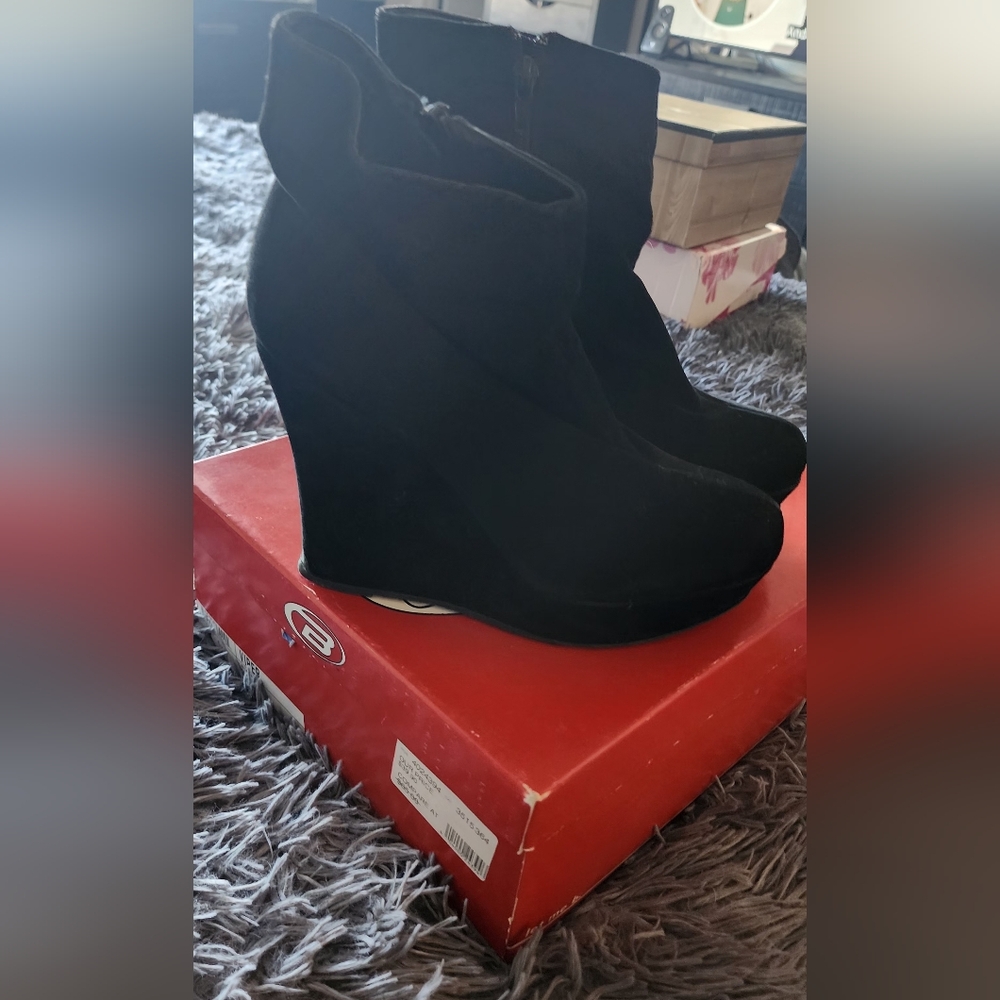 Black Wedge Ankle Boots high heels